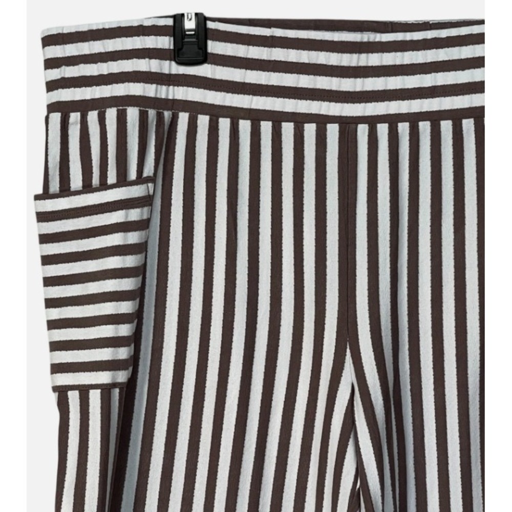 AnyBody Brown White Vertical Striped Loungewear Pants XL A393062 Relaxed Fit - Picture 5 of 11